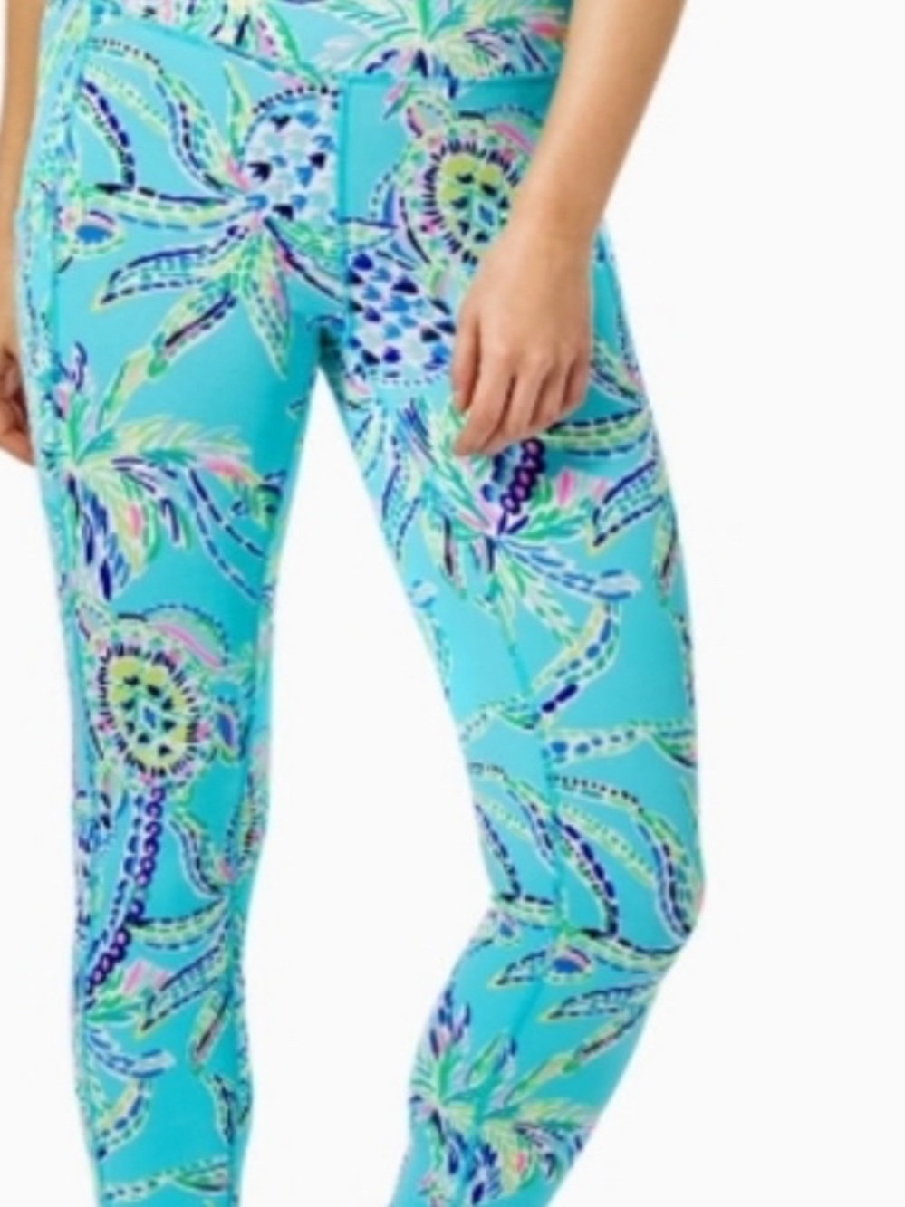 Lilly Pulitzer High-Rise Weekender Midi Leggings Bermuda Blue Turtle Season XS - Picture 1 of 11